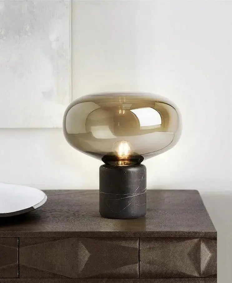 Modern amber glass nordic table lamp bedroom marble light