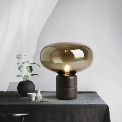 Modern amber glass nordic table lamp bedroom marble light