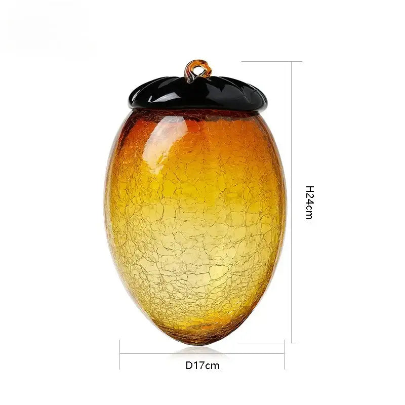 Amber & orange glass hazelnut pinecone ornament living room decor