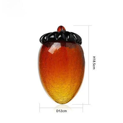 Amber & orange glass hazelnut pinecone ornament living room decor