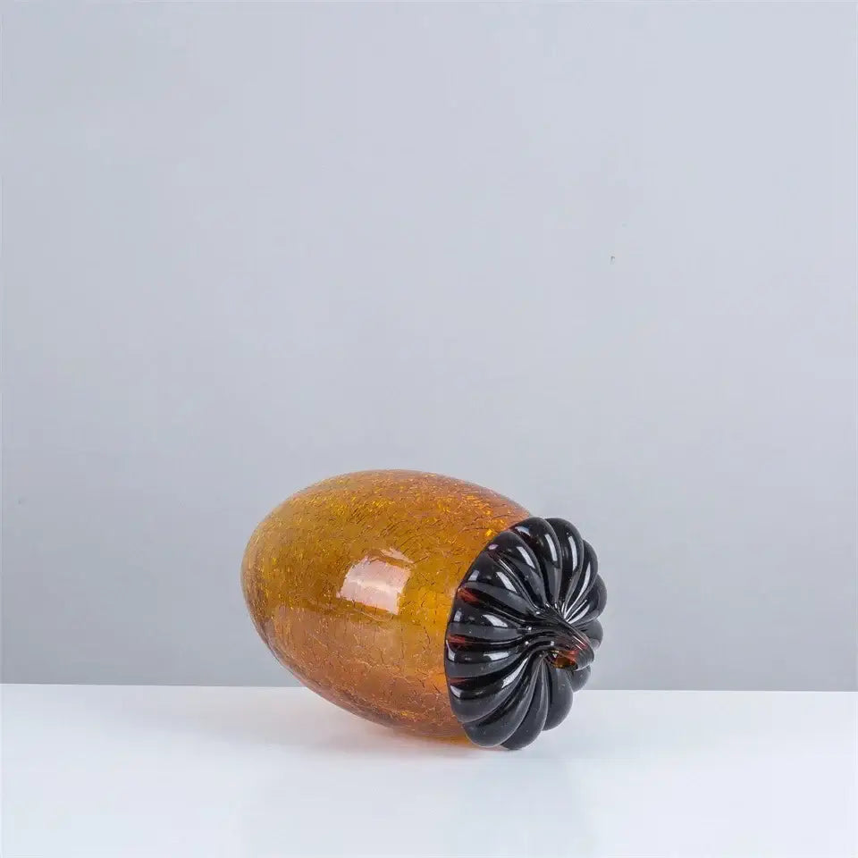 Amber & orange glass hazelnut pinecone ornament living room decor