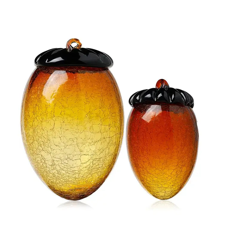 Amber & orange glass hazelnut pinecone ornament living room decor