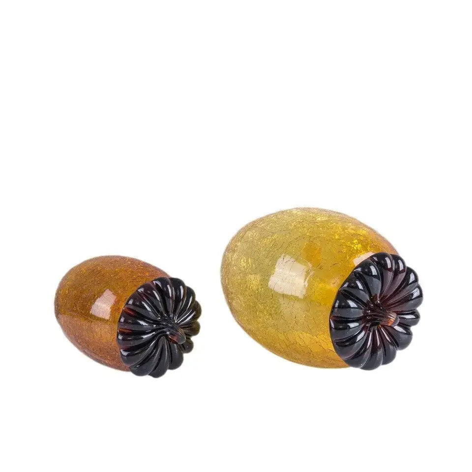 Amber & orange glass hazelnut pinecone ornament living room decor