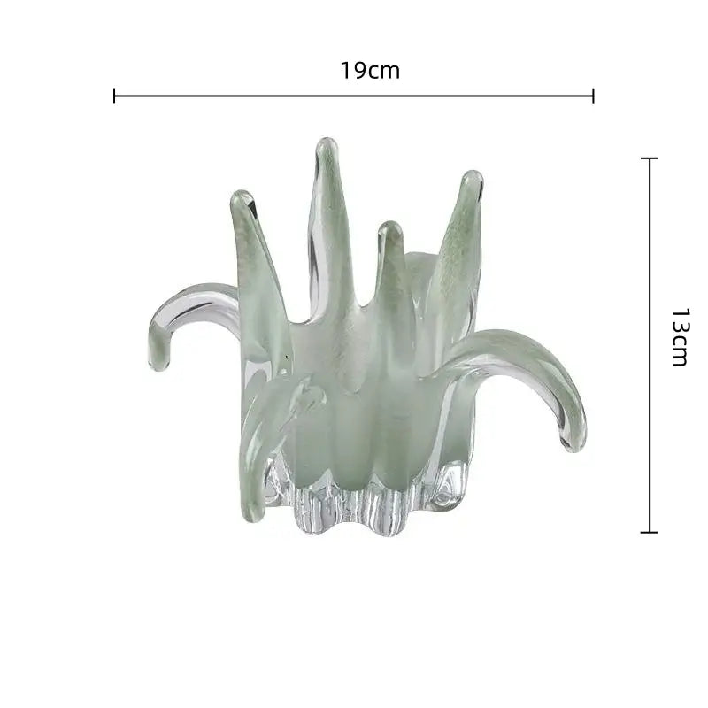Amber & pale green glass petal candle holder living room decor