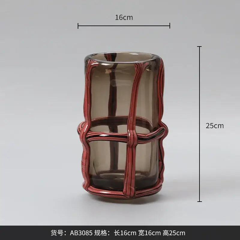 Amber & red-brown woven wire glass vases living room home decor
