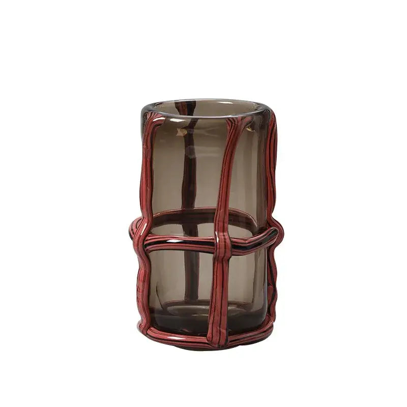 Amber & red-brown woven wire glass vases living room home decor