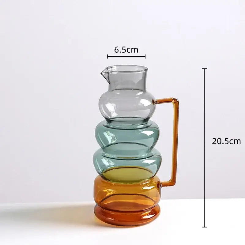 Amber & teal glass bubble ring vase living room flower decor