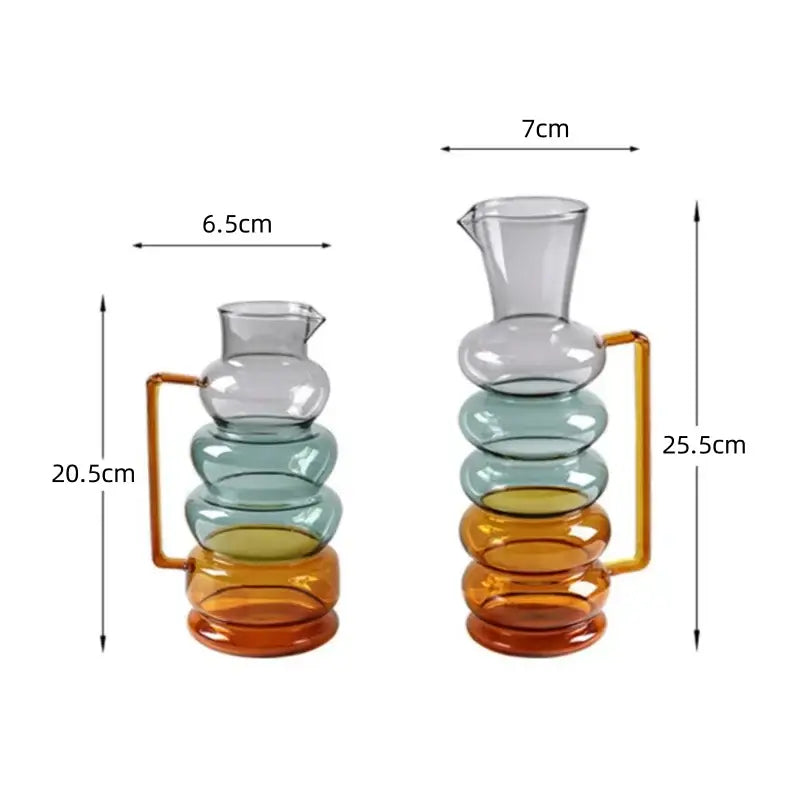 Amber & teal glass bubble ring vase living room flower decor