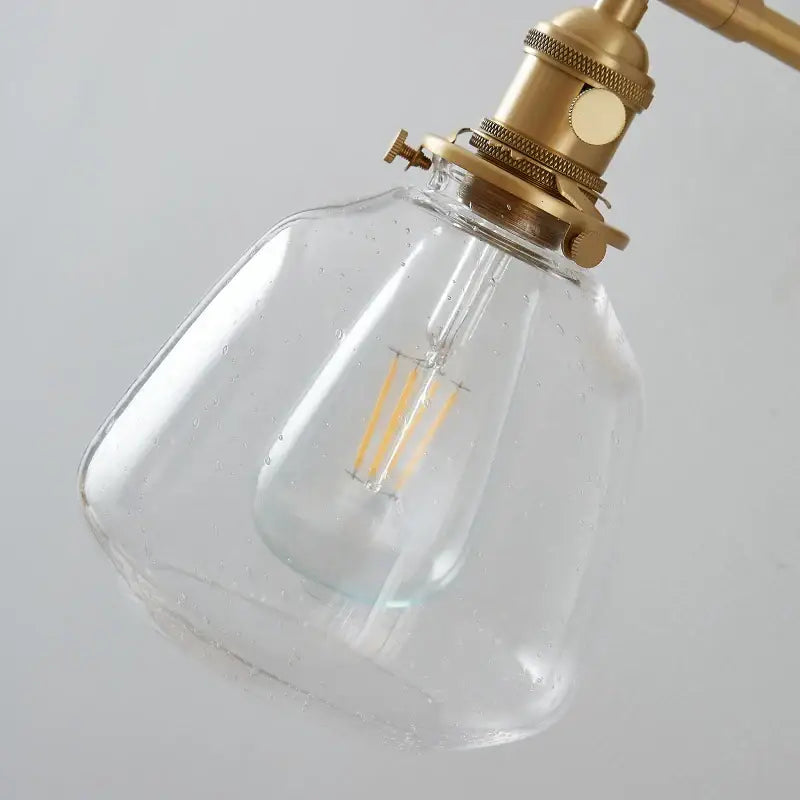 Amber textured clear glass wall sconce bedroom pull chain light