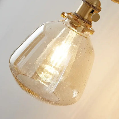 Amber textured clear glass wall sconce bedroom pull chain light