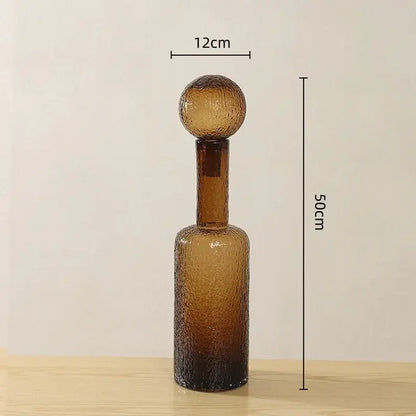 Amber textured clear glass vase set living room decanters