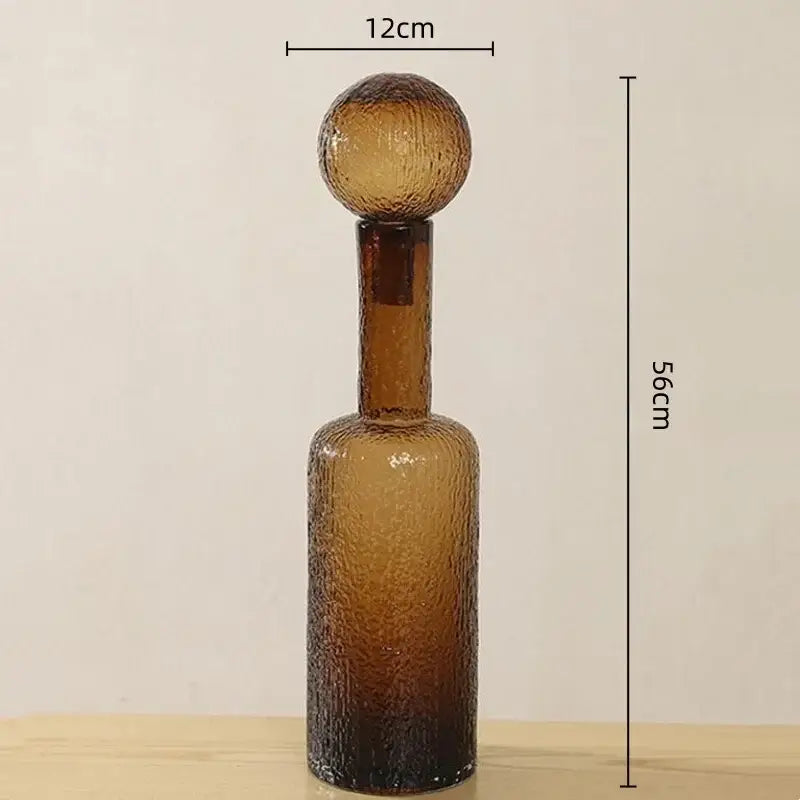 Amber textured clear glass vase set living room decanters