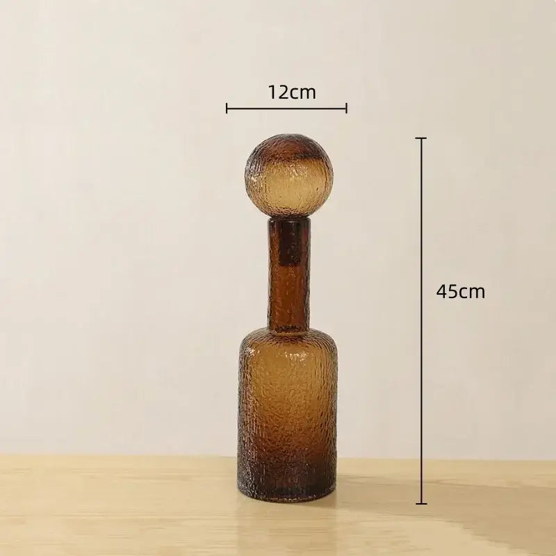 Amber textured clear glass vase set living room decanters