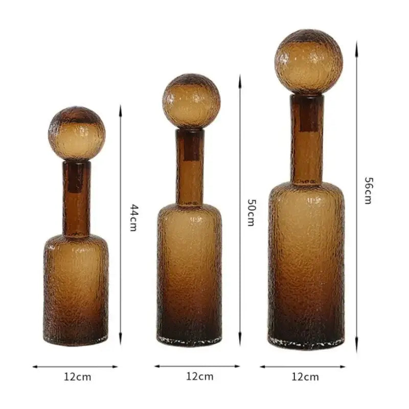 Amber textured clear glass vase set living room decanters