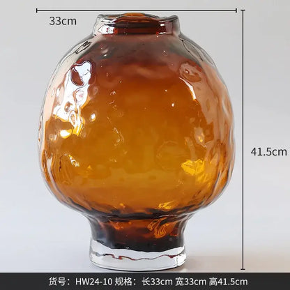 Amber textured gradient glass vase living room decor