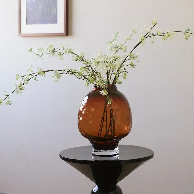 Amber textured gradient glass vase living room decor