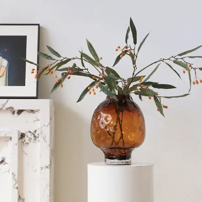 Amber textured gradient glass vase living room decor