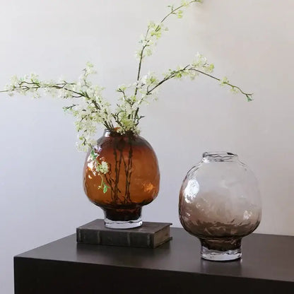 Amber textured gradient glass vase living room decor