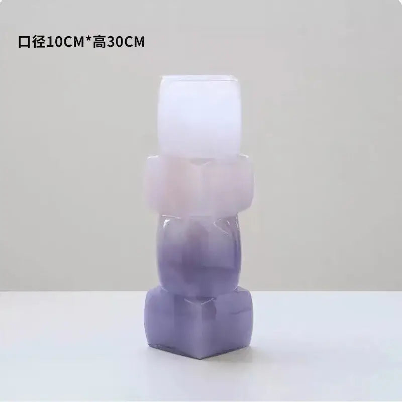 Amber textured gradient glass vase living room decor