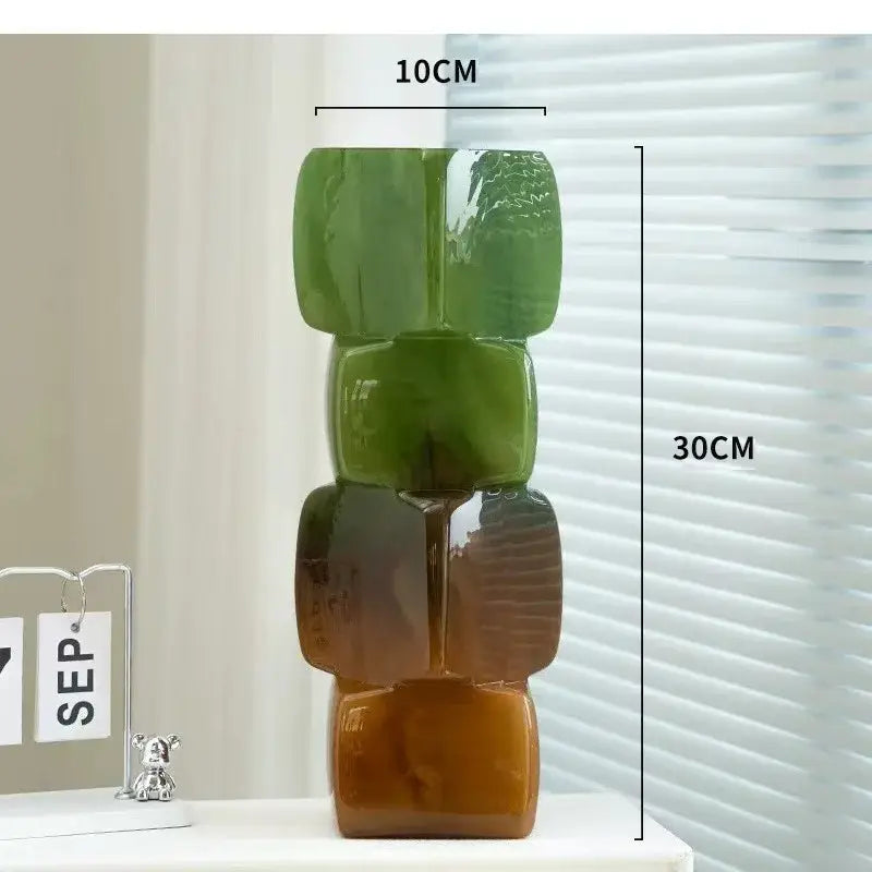 Amber textured gradient glass vase living room decor