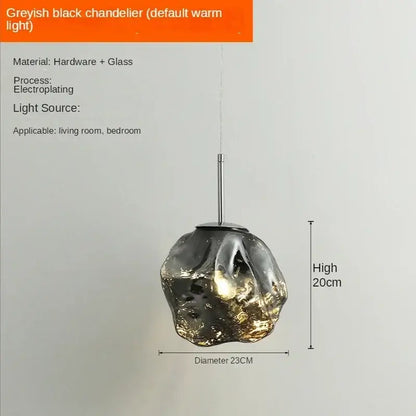 Amber textured ice glass pendant light for dining room
