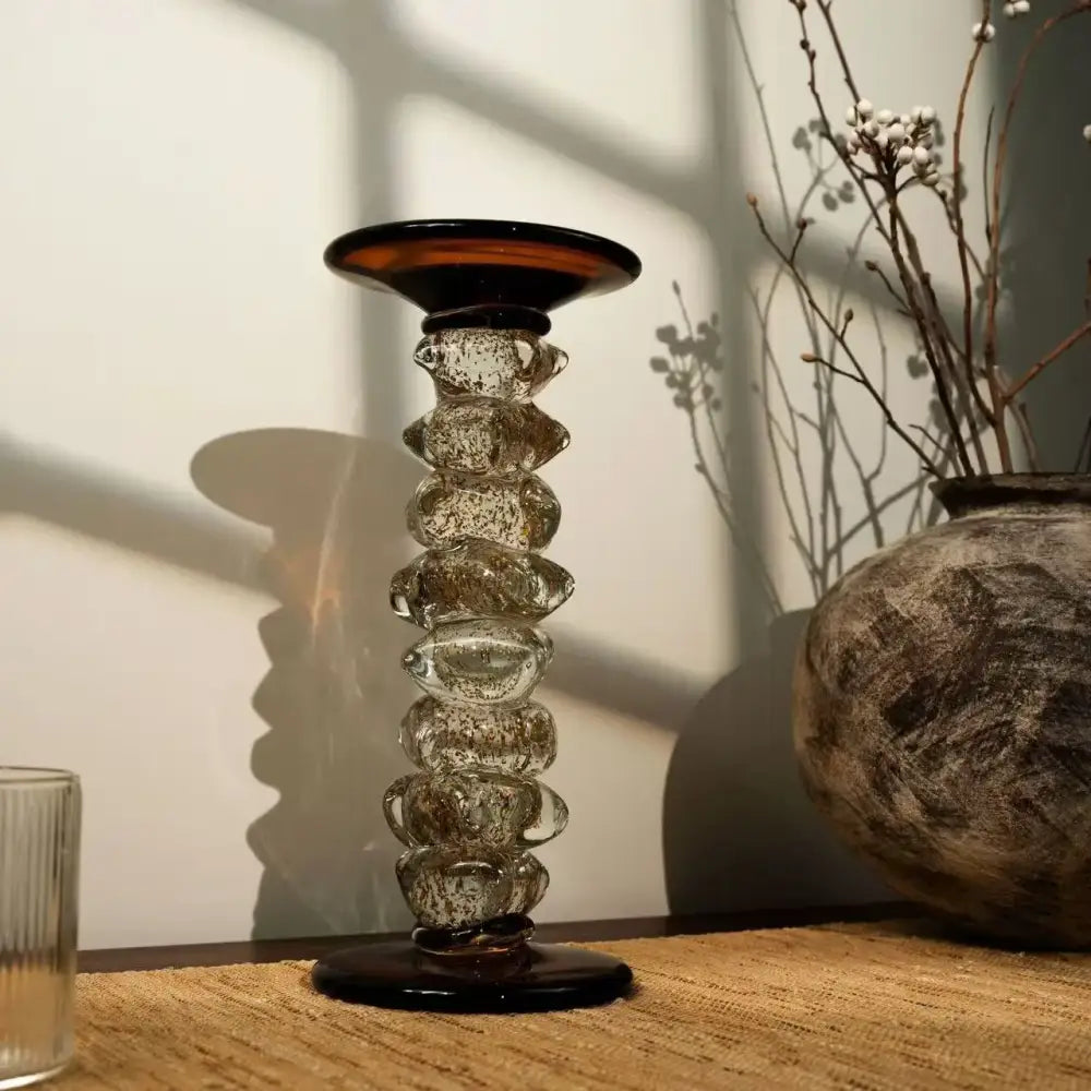 Amber twisted glass splicing candelabrum dining room decor