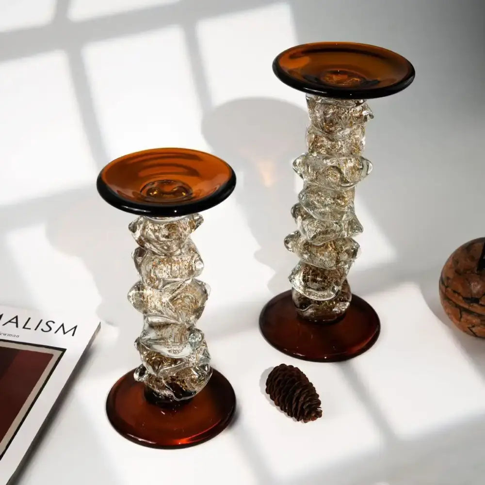 Amber twisted glass splicing candelabrum dining room decor