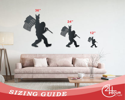American Bigfoot Metal Sign | Patriotic Paranormal Wall Art | Indoor Outdoor | Up to 46" | Over 20 Color Options