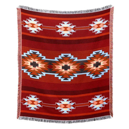 American country plaid tan & blue blanket sofa cover living room