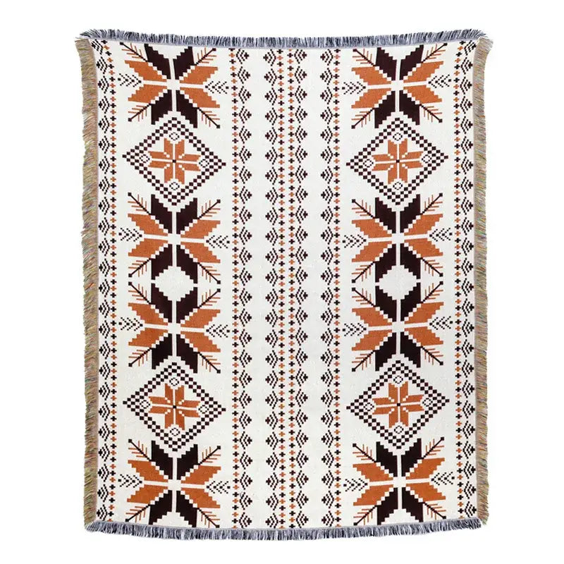 American country plaid tan & blue blanket sofa cover living room