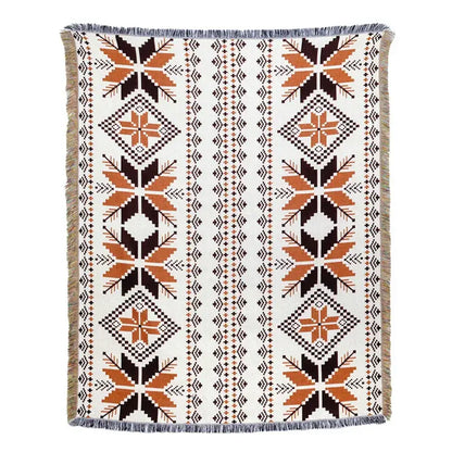American country plaid tan & blue blanket sofa cover living room