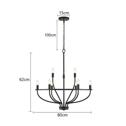 American farmhouse black iron art retro chandelier dining room light