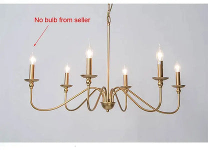 American iron chandelier light black candle style living room