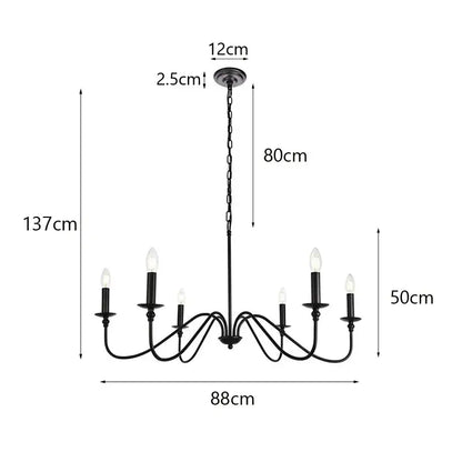 American iron chandelier light black candle style living room