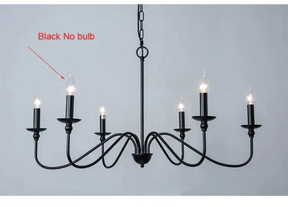 American iron chandelier light black candle style living room