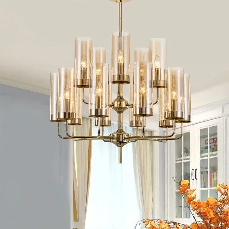 American lustre glass chandelier gold dining room pendant light