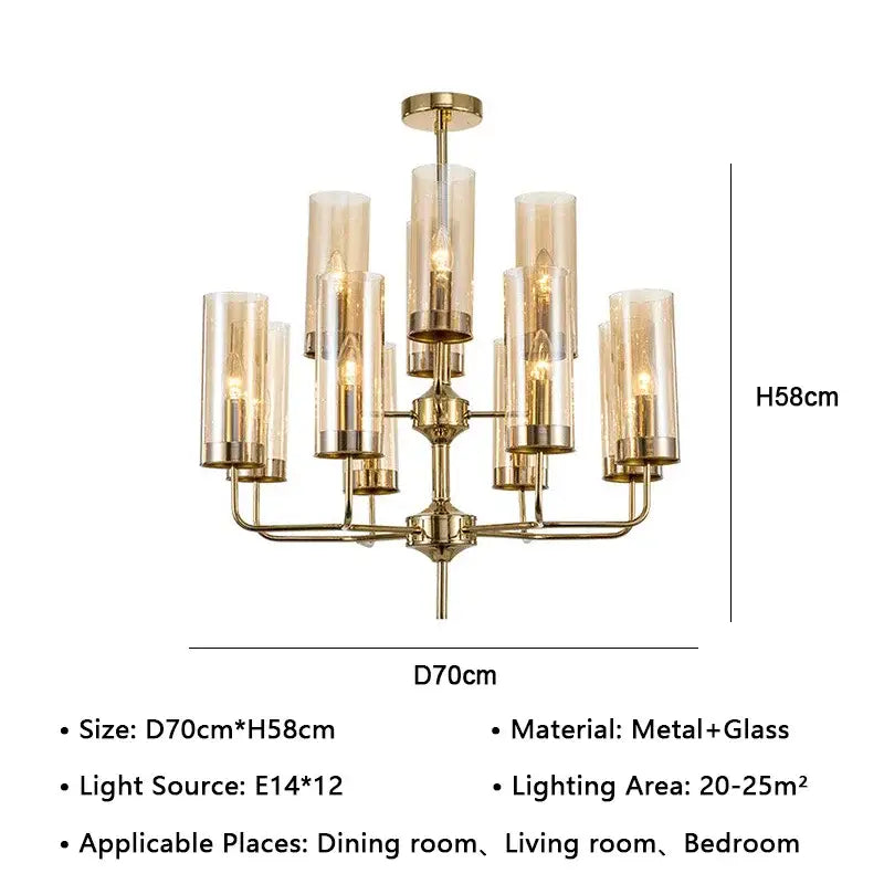 American lustre glass chandelier gold dining room pendant light