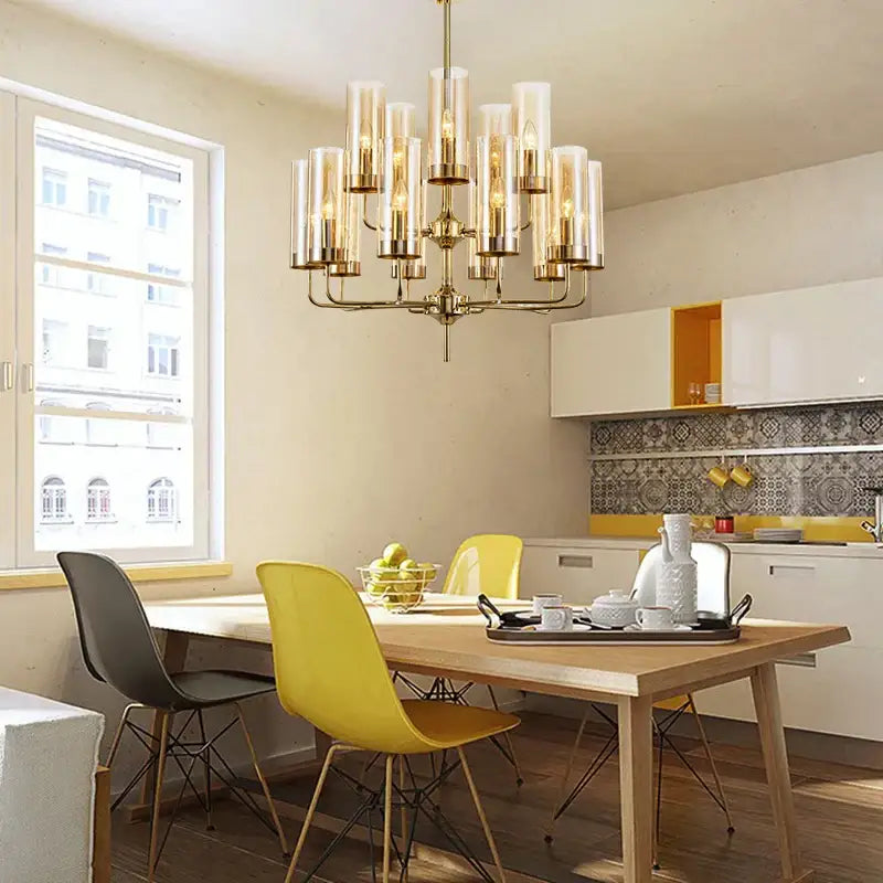 American lustre glass chandelier gold dining room pendant light