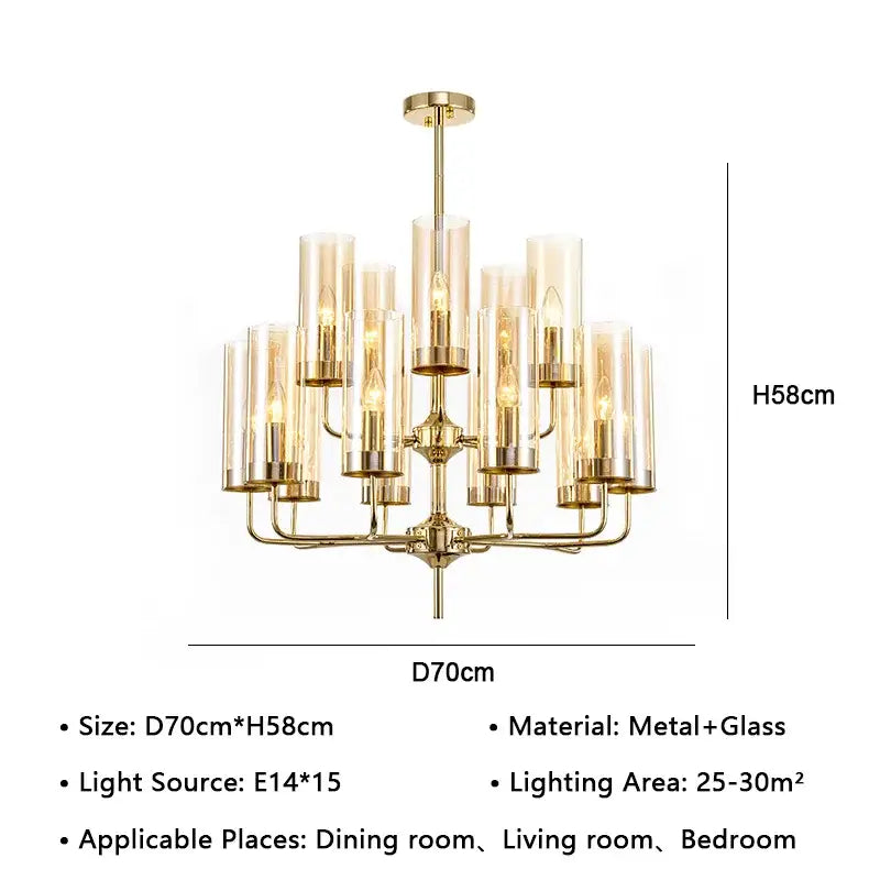 American lustre glass chandelier gold dining room pendant light