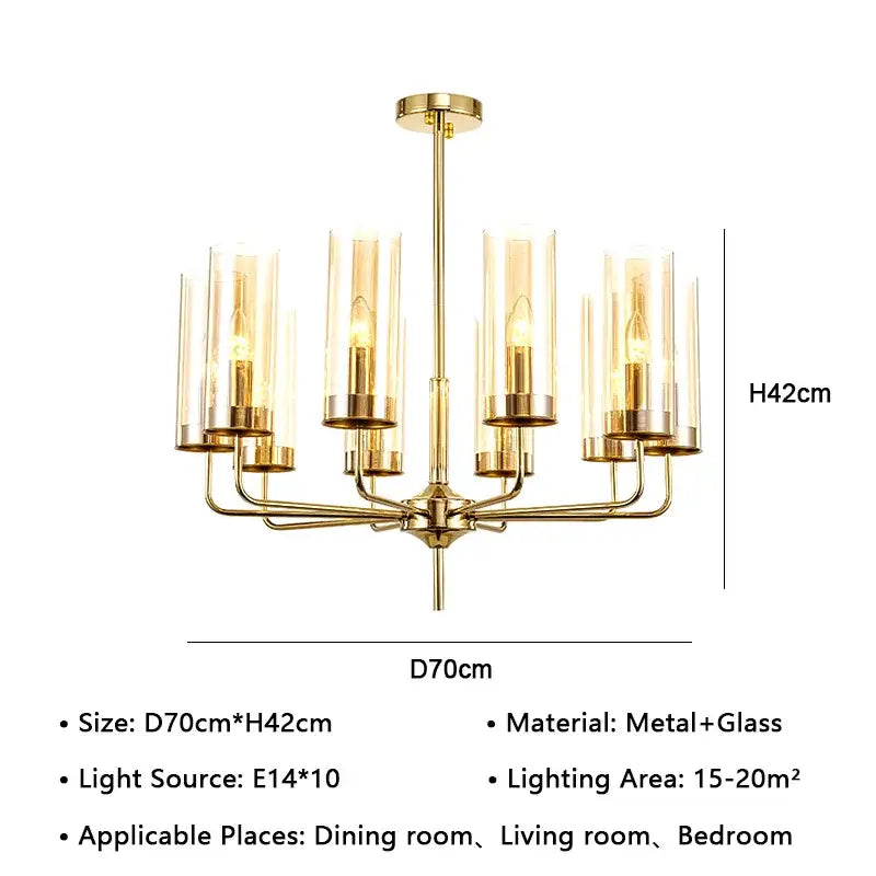American lustre glass chandelier gold dining room pendant light
