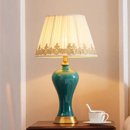 American luxury ceramic table lamp blue & gold bedroom light
