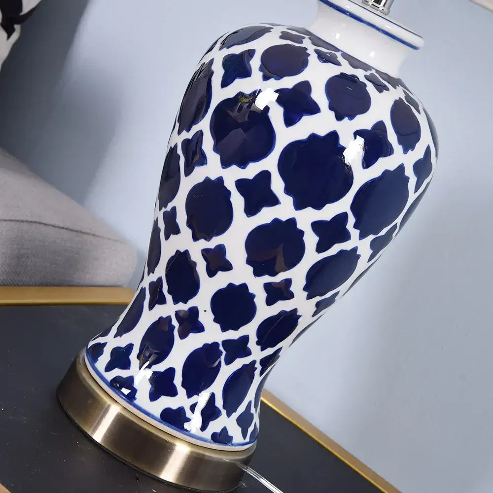 American retro blue ceramic table lamp – bedroom led light
