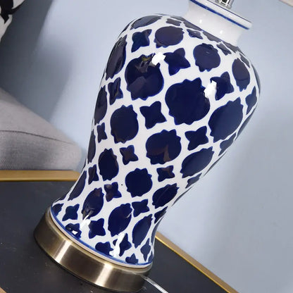 American retro blue ceramic table lamp – bedroom led light