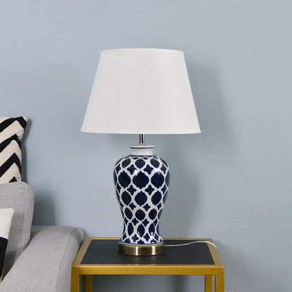 American retro blue ceramic table lamp – bedroom led light
