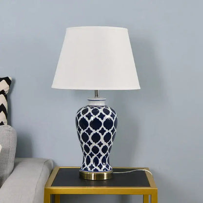 American retro blue ceramic table lamp – bedroom led light