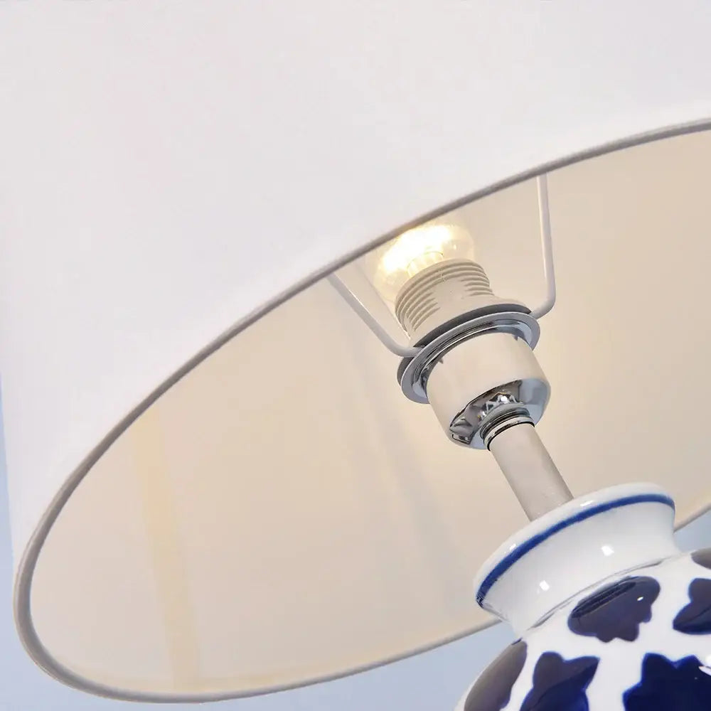 American retro blue ceramic table lamp – bedroom led light