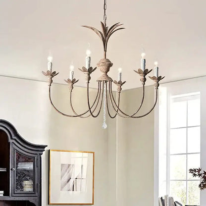 American retro chandelier antique bronze pineapple light dining room