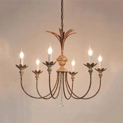 American retro chandelier antique bronze pineapple light dining room