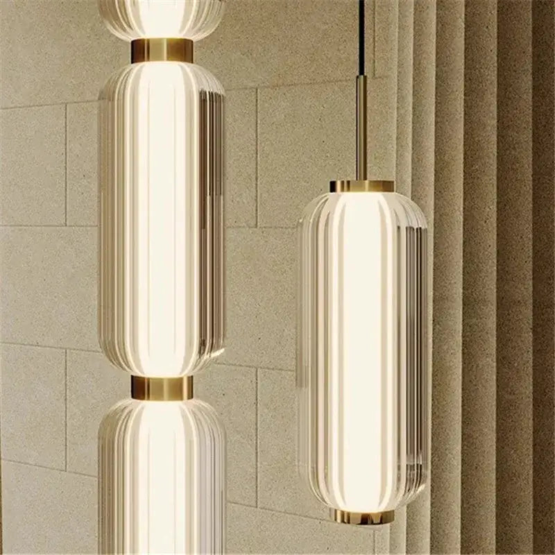 American retro frosted glass staircase pendant light dining room