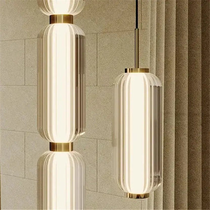 American retro frosted glass staircase pendant light dining room